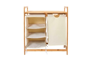 Meuble de rangement en bambou - 
77 x 38 x 69,5 cm - Naturel et blanc
