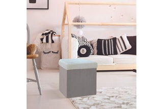 Pouf-coffre - Gris et blanc