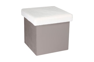 Pouf-coffre - Gris et blanc