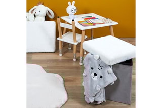 Pouf-coffre - Gris et blanc