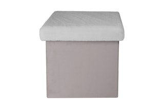Pouf-coffre - Gris et blanc