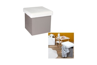 Pouf-coffre - Gris et blanc