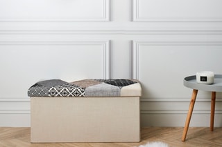 Banc-coffre pliable Patchwork - Gris
