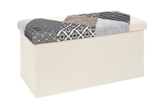 Banc-coffre pliable Patchwork - Gris