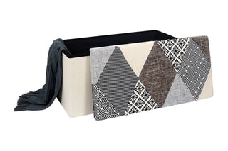 Banc-coffre pliable Patchwork - Gris