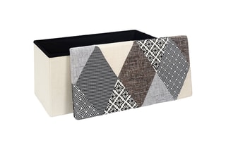 Banc-coffre pliable Patchwork - Gris