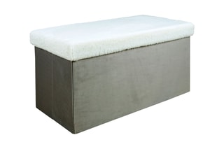 Banc-coffre Leo - Gris et blanc