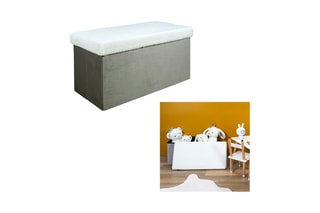 Banc-coffre Leo - Gris et blanc