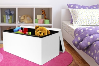 Banc-coffre pliable - 76 x 38 x 38 cm - Blanc