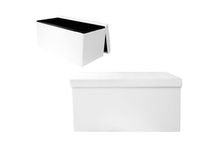 Banc-coffre pliable - 76 x 38 x 38 cm - Blanc