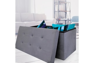 Banc-coffre pliable  - 76,5 x 37,5 x 37,5 cm - Gris foncé
