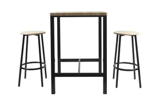 Table mange-debout et 2 tabourets Loka - Imitation bois clair et noir