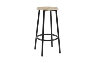 Table mange-debout et 2 tabourets Loka - Imitation bois clair et noir