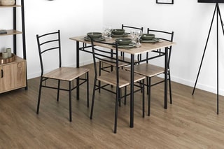 Ensemble de salle à manger Loka - Imitation bois clair et noir