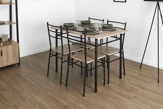 Ensemble de salle à manger Loka - Imitation bois clair et noir