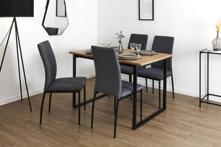 Table et 4 chaises Melvin - Noir et imitation bois