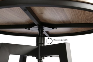 Table mange debout et 2 tabourets en bois - 
Beige et noir