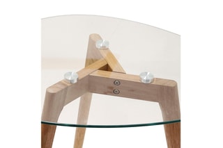 2 tables gigognes en verre et bois - 50 x 38 x 40 cm et 60 x 45 x 43 cm