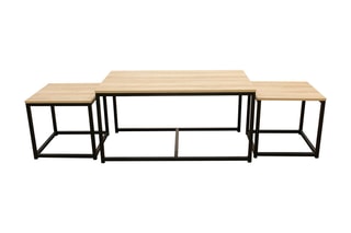 3 tables basses gigognes  -  Imitation bois et noir