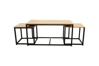 3 tables basses gigognes  -  Imitation bois et noir