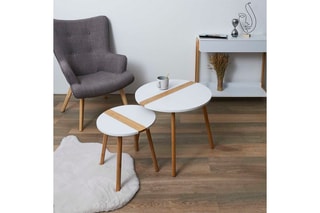 2 tables basses gigognes - Blanc et naturel