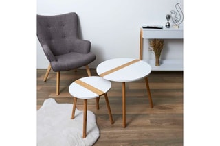2 tables basses gigognes - Blanc et naturel