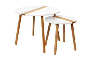 2 tables basses gigognes - Blanc et naturel