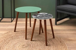 2 tables basses gigogne Black Forest - 
Vert, blanc et noir