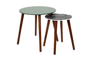 2 tables basses gigogne Black Forest - 
Vert, blanc et noir