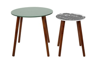 2 tables basses gigogne Black Forest - 
Vert, blanc et noir