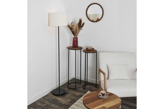 2 tables d'appoint gigognes - Marron et noir
