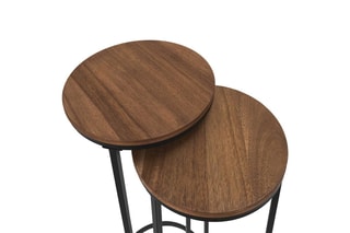 2 tables d'appoint gigognes - Marron et noir