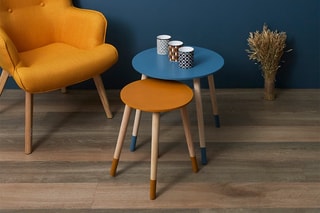 Tables gigognes - Bleu et jaune
