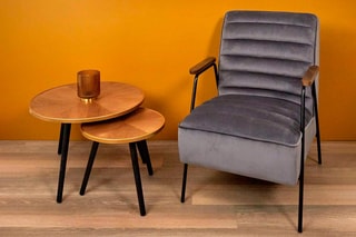 2 tables gigognes Felix M1 en pin - Naturel et noir