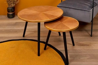 2 tables gigognes Felix M1 en pin - Naturel et noir