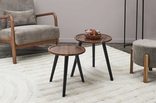 2 tables gigognes en bois d'acacia et pin - Naturel