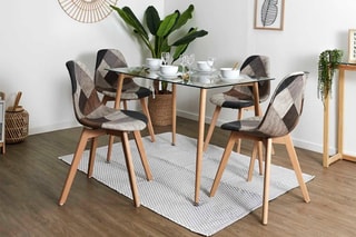 2 chaises Patchwork - 
Marron et gris