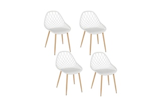 4 chaises d'extérieur Malaga - Blanc et marron