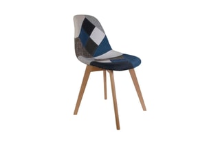 2 chaises Patchwork - Bleu et naturel