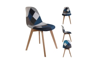 2 chaises Patchwork - Bleu et naturel