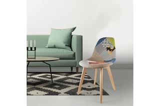 2 chaises Scandinave Patchwork - Multicolore et naturel