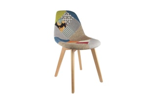 2 chaises Scandinave Patchwork - Multicolore et naturel