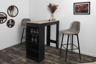Chaise de bar Scott - Taupe et noir