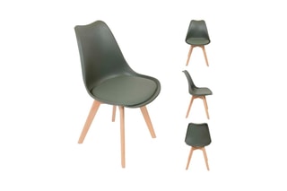2 chaises Scandinave - Kaki et imitation bois