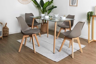 2 chaises Scandinave - Taupe et naturel