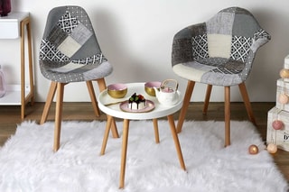 2 chaises Patchwork - Gris et naturel