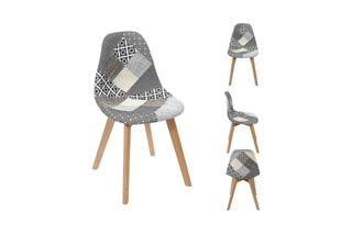 2 chaises Patchwork - Gris et naturel