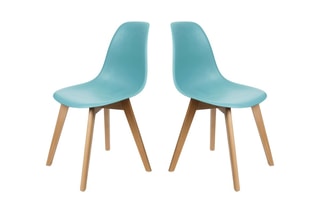 2 chaises Bleu céladon et naturel