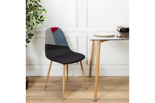 2 chaises Patchwork - Noir et imitation bois