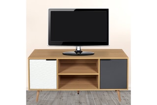 Meuble TV - Blanc et naturel
